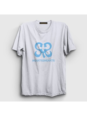 Presmono Unisex Beyaz Logo K-Pop HEARTS2HEARTS T-Shirt