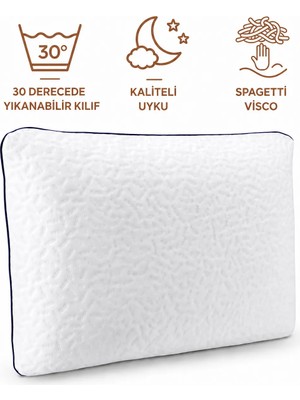 Morvella Luna Serisi Spagetti Visco Ortopedik Lacivert Biyeli Yastık 60X40 cm 1200 gr