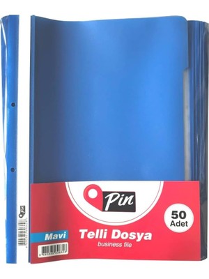 Pin Pin Telli Dosya Mavi 50'li Paket
