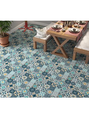 Stickerart Yer Kaplama Zemin Kaplama Folyosu 65X130 cm Spanish Retro Tile Color
