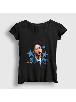 Presmono Kadın Siyah Stars Kim Seok Jin Bts T-Shirt