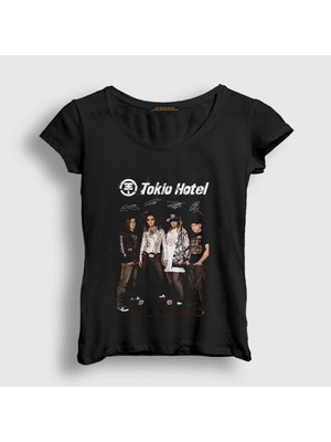 Presmono Kadın Siyah Signs Tokio Hotel T-Shirt
