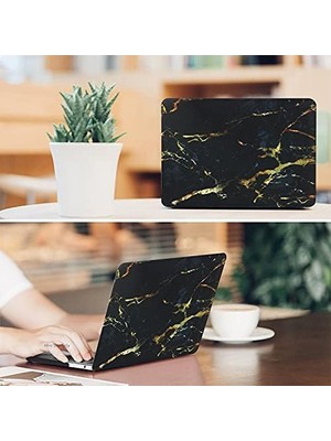 MacBook Pro 15 Mermer Desenli Kılıf A1707 A1990 Uyumlu Ince Hafif Sert Kapak Koruyucu Kılıf Siyah