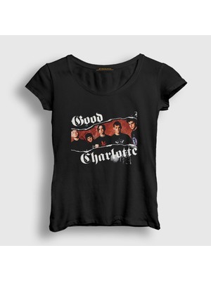 Presmono Kadın Siyah Band Good Charlotte T-Shirt