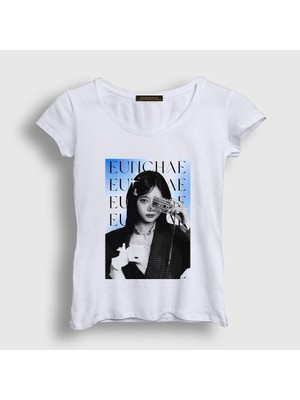 Presmono Kadın Beyaz Cassettes Hong Eunchae Le Sserafim T-Shirt
