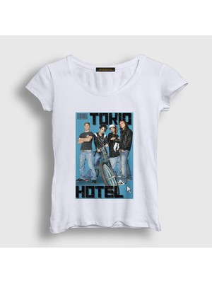 Presmono Kadın Beyaz Magazine Tokio Hotel T-Shirt