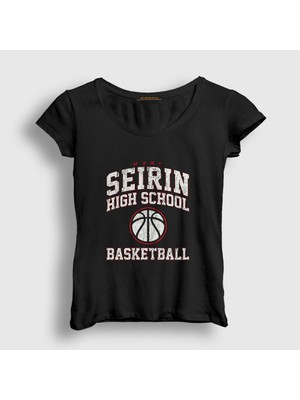Presmono Kadın Siyah Seirin High School Kuroko's Basketball T-Shirt