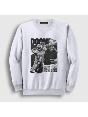 Presmono Unisex Beyaz Doom Slayer Doom The Dark Ages Sweatshirt