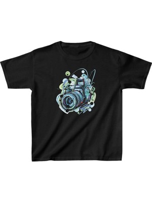 Tarz Yeri Unisex Çocuk Baskılı T-Shirt - Siyah