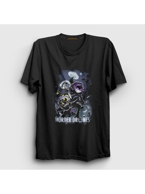 Presmono Unisex Siyah Poster Murder Drones T-Shirt
