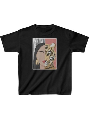 Tarz Yeri Unisex Çocuk Baskılı T-Shirt - Siyah