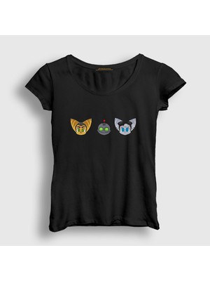 Presmono Kadın Siyah Ratchet Clank And Rivet Rift Apart T-Shirt