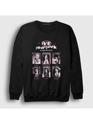 Presmono Unisex Siyah Class Yearbook K-Pop Ive Sweatshirt