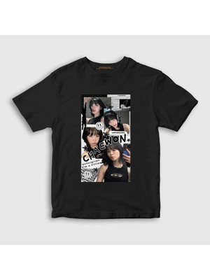 Presmono Unisex Çocuk Siyah Kim Chaewon Unforgiven K-Pop Le Sserafim T-Shirt