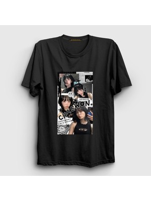 Presmono Unisex Siyah Kim Chaewon Unforgiven K-Pop Le Sserafim T-Shirt