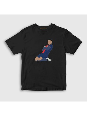 Presmono Unisex Çocuk Siyah Kylian Mbappe Goal Futbol T-Shirt