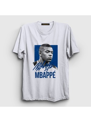 Presmono Unisex Beyaz Signature Kylian Mbappe Futbol T-Shirt