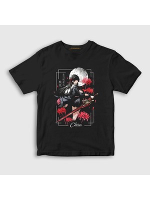 Presmono Unisex Çocuk Siyah Chisa Wuthering Waves T-Shirt
