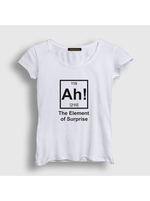 Presmono Kadın Beyaz Ah The Element Of Surprise Kimya T-Shirt