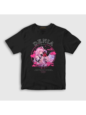 Presmono Unisex Çocuk Siyah Denia Wuthering Waves T-Shirt