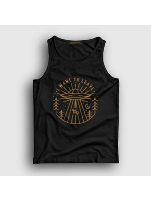Presmono Unisex Siyah I Want To Leave Ufo Uzaylı Atlet