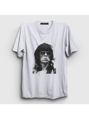 Presmono Unisex Beyaz Keith Richards Rock The Rolling Stones T-Shirt