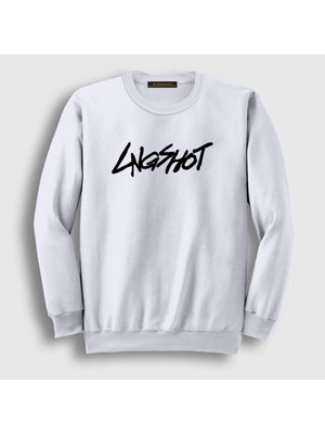 Presmono Unisex Beyaz Logo K-Pop Lngshot Sweatshirt