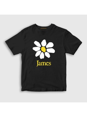 Presmono Unisex Çocuk Siyah Logo Rock James T-Shirt