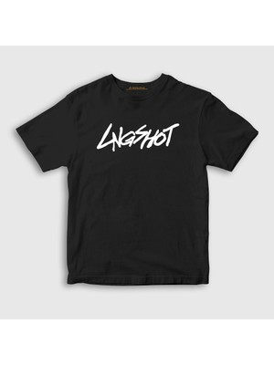 Presmono Unisex Çocuk Siyah Logo K-Pop Lngshot T-Shirt
