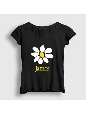 Presmono Kadın Siyah Logo Rock James T-Shirt