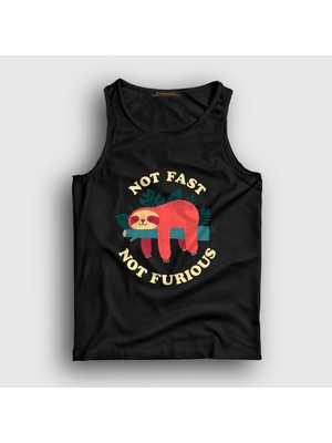 Presmono Unisex Siyah Not Fast Not Furious Tembel Hayvan Atlet