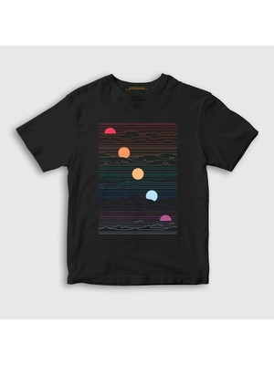 Presmono Unisex Çocuk Siyah Many Lands Under One Sun T-Shirt