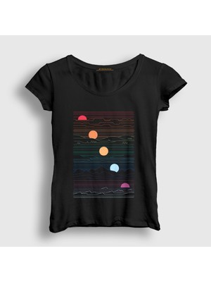 Presmono Kadın Siyah Many Lands Under One Sun T-Shirt