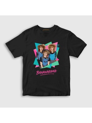 Presmono Unisex Çocuk Siyah Poster Pop Bananarama T-Shirt