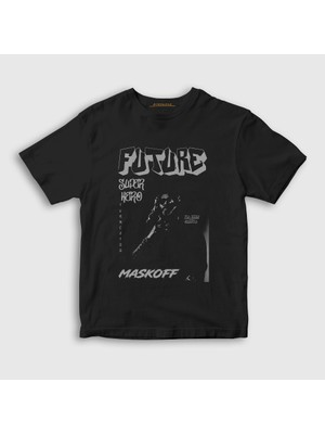 Presmono Unisex Çocuk Siyah Super Hero Maskoff Future T-Shirt