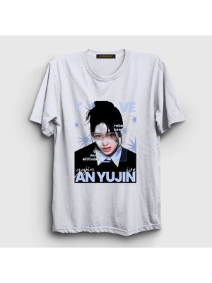 Presmono Unisex Beyaz An Yujin Rebel K-Pop Ive T-Shirt