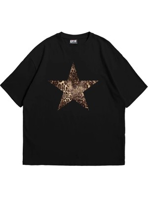 Tarzsokak Starz Leopar Baskılı 24/1 Oversize Unisex Beyaz