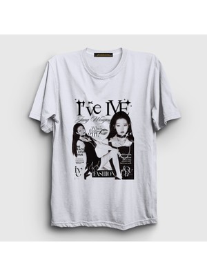 Presmono Unisex Beyaz Jang Wonyoung K-Pop Ive T-Shirt