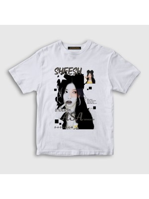 Presmono Unisex Çocuk Beyaz Enami Asa Sheesh K-Pop Babymonster T-Shirt
