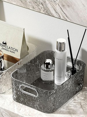 Hedi's Home Masaüzeri Makyaj Takı Organizer Kozmetik Banyo Düzenleyici Transparan Gri