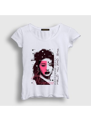 Presmono Kadın Beyaz Jang Wonyoung V2 K-Pop Ive T-Shirt