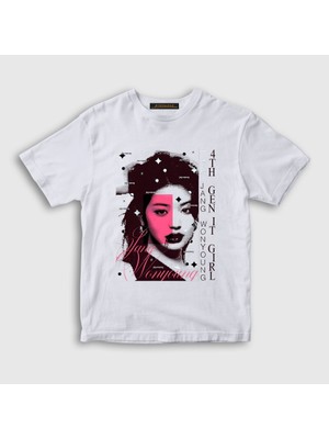Presmono Unisex Çocuk Beyaz Jang Wonyoung V2 K-Pop Ive T-Shirt