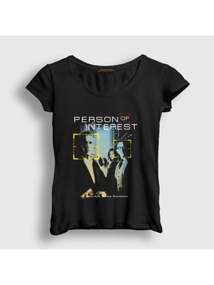 Presmono Kadın Siyah Poster Person Of Interest T-Shirt