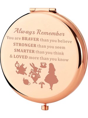 Keychın Alice Hayranları Cep Aynası Alice Masalları Hediye Always Remember You Are Braver Stronger Smarter Than You Think Kompakt Makyaj Aynası Kadınlar Kızlar Gençler Için (Alice Mirror-Rg)