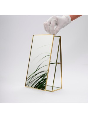 30X20X8CM Pirinç Gold Masaüstü Makyaj Aynası Dekoratif Yapımı