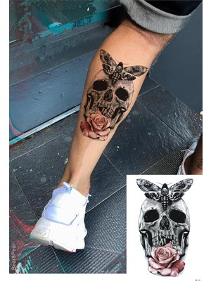 Bearpear Kurukafa Geçici Dövme, Üniseks Dövme, Vücut Dövmesi, Tattoo