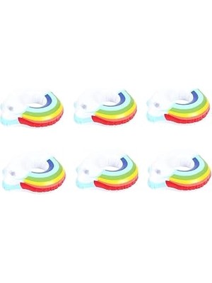 Netavantaj Gökkuşağı Desenli Şişme Havuz Deniz Bardak Tutucu Float Bar 6lı Set