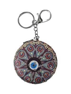 El Aynası - Anahtarlıklı Otantik Desenli Katlanır Makyaj Aynası - Cep, Çanta Aynası Desen 2