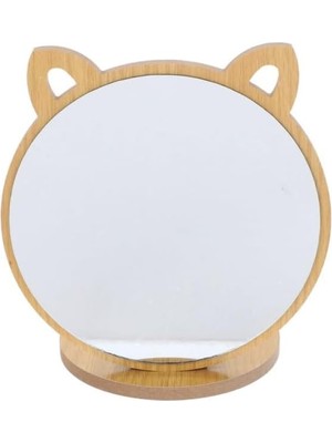 Unichrome Kedi Ayna Ahşap Standlı Masa Üstü Makyaj Aynası Make Up (19)