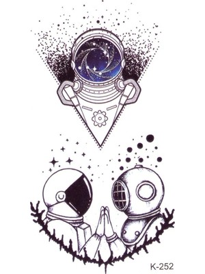 Bearpear Astronot Dövmesi Çift Dövmesi Minimal Tattoo